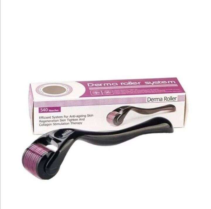 540 Titanium Microneedle Derma Roller 0.5mm - Black & Purple