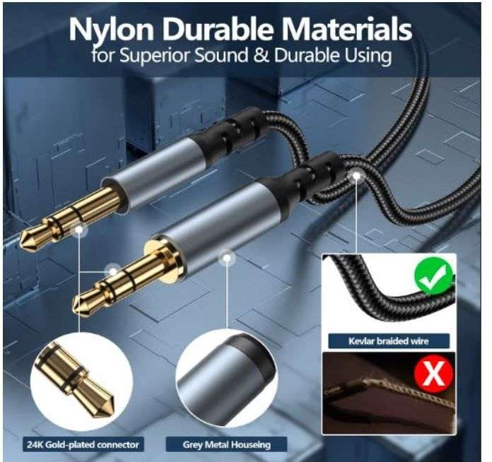 3.5mm Aux Cord (6.6Ft / 2m)  3.5mm Male to Male Au