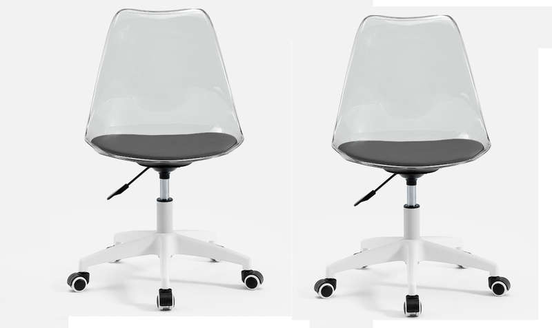 2-Piece Acrylic Office Desk Chair -Transparent-Black