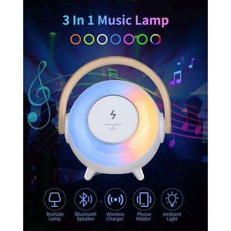 Wireless Charger RGB LED Flashing light Desk Lamp speaker
