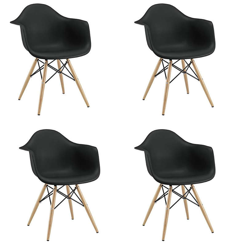 Modern Bucket Chairs For Living Or Dining Areas - 4 Pack Black