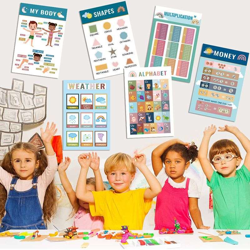 18pcs Preschool Educational Learning Posters for Kids Toddlers
