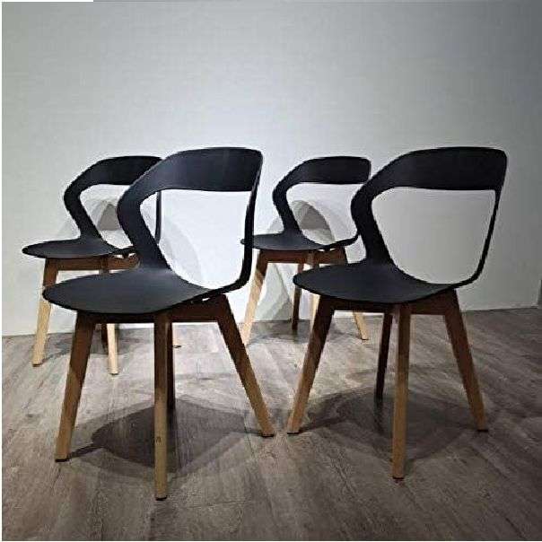 Plastic Kitchen Chairs 4 Pack - Black