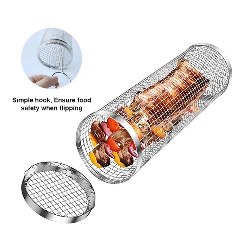 The Rolling Grill/Braai Stainless Steel Basket - L