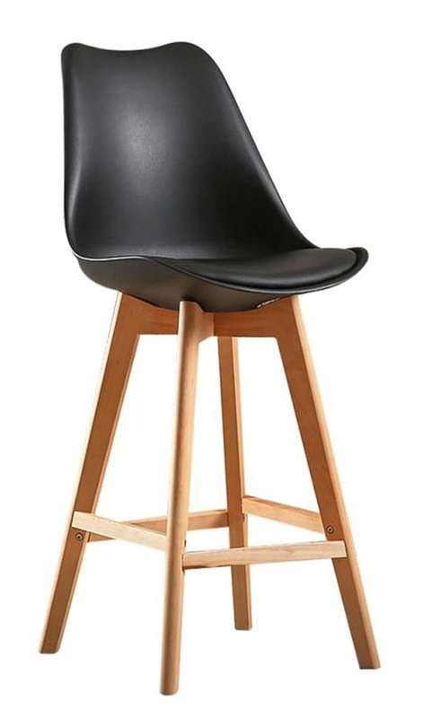 Modern and Stylish Padded Bar Stool - Black