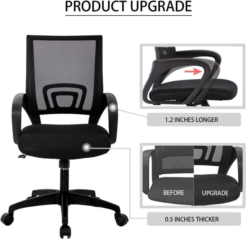 Office Chairs - Mesh Fabric Mid-Back -2 Pack -Black Colou