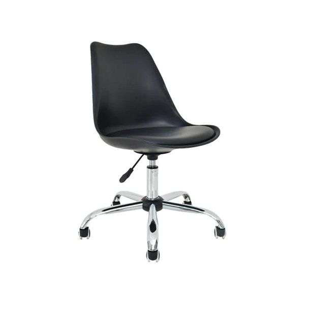 office Chair - Padded seat with Wheels - Black Colour