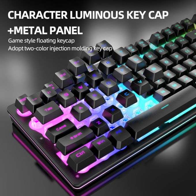 Wireless Gaming Keyboard Mouse Type C/USB RGB for Smart Device - White