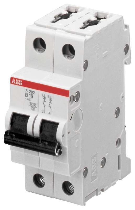 Abb (S202-D6) Thermal Magnetic Circuit Breaker, 6 A, 2 Pole