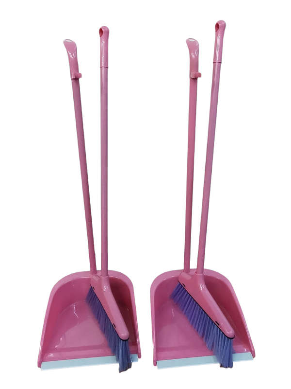 2 Pairs of Long Handle Broom and Dustpan