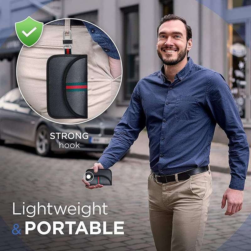 Car Key Signal Blocker PU Carbon  Pouch