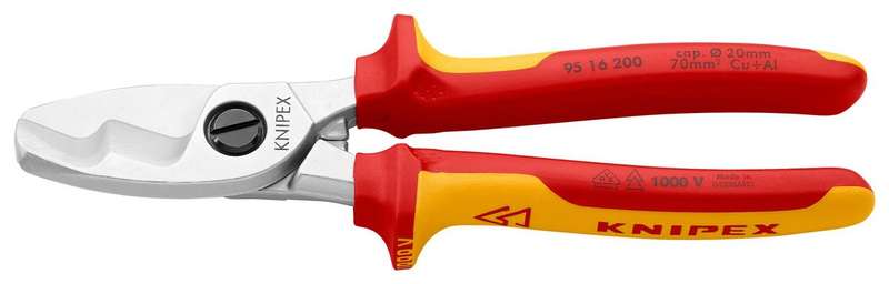 Knipex (95 16 200) Cable Cutter, Chrome Plated, Twin Cutting Edge