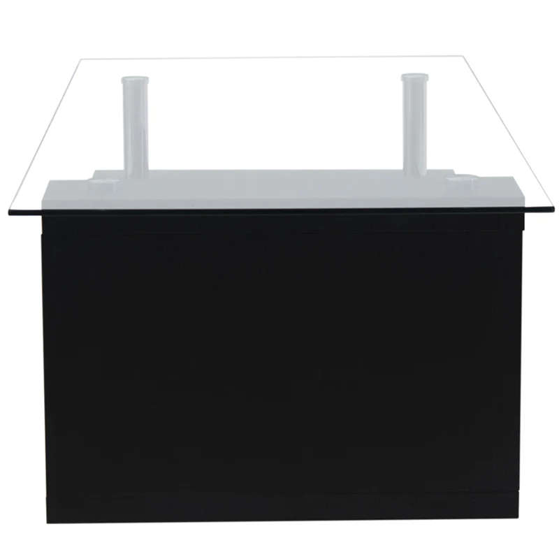 Coffee Tables - Tempered Glass Top - Wooden Base - Black