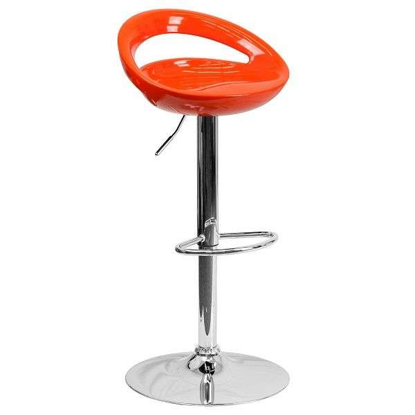 Barstool - Glossy Cutout Barstool with Gear Lift - Orange
