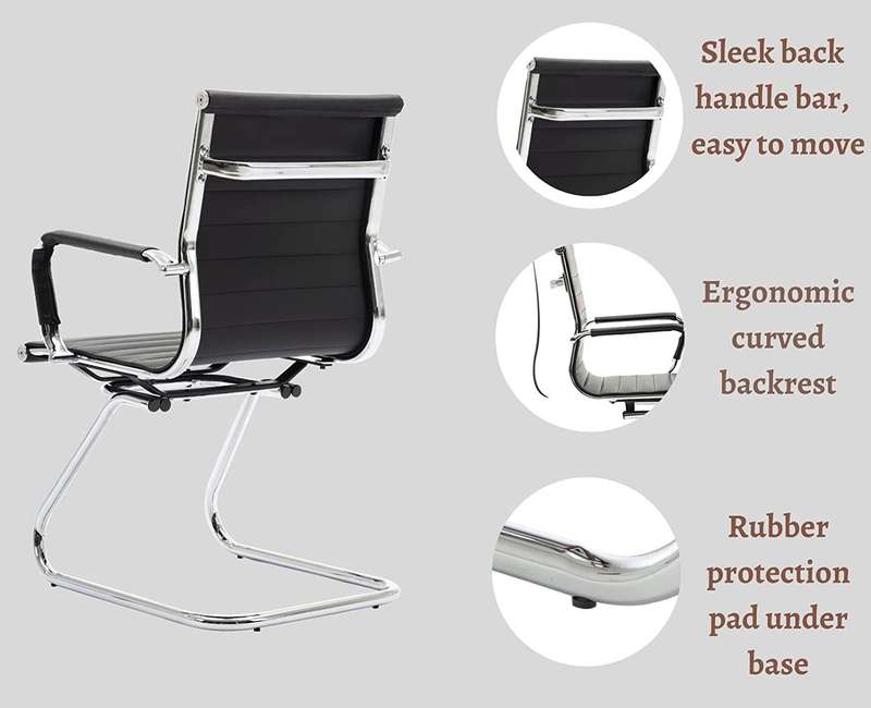 Office Chair - Ribbed Leather Guest Mid Back