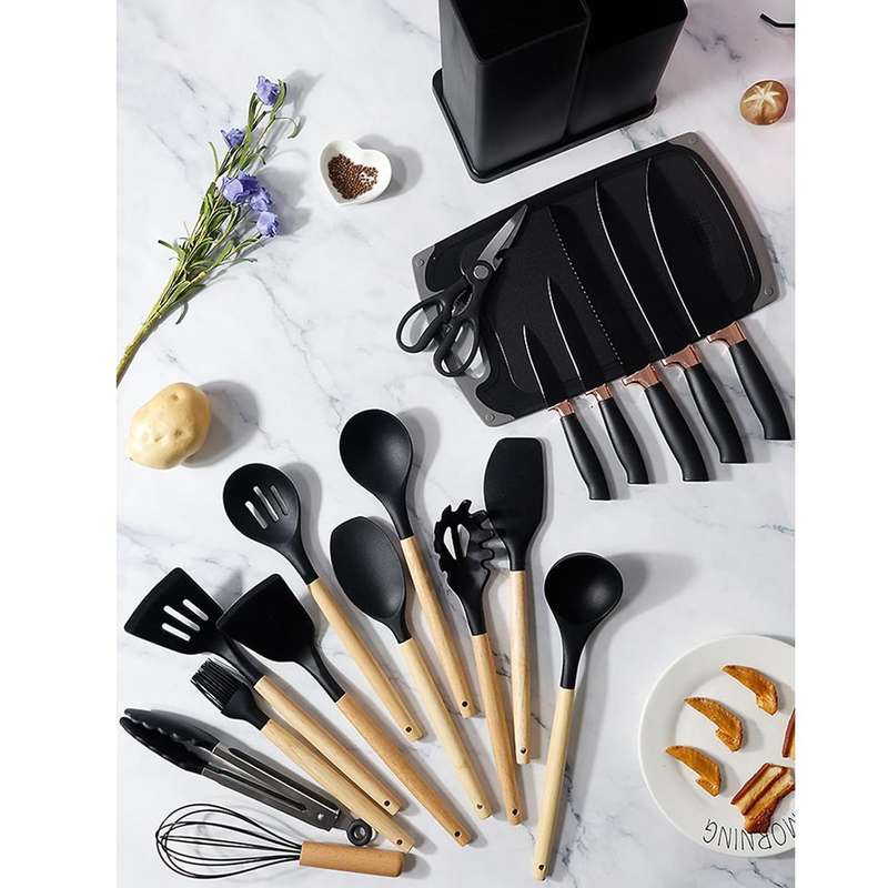 9-Piece Kitchen Cookware Set, High-Temperature Safe Silicone Cookware