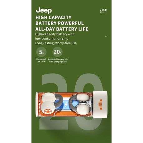 JEEP - EC002 - Wireless Ear Hook Earbuds With 270 Rotation - Orange