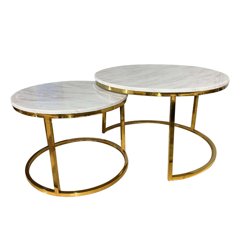 Marble Top Nesting Coffee Tables - 2 Pack