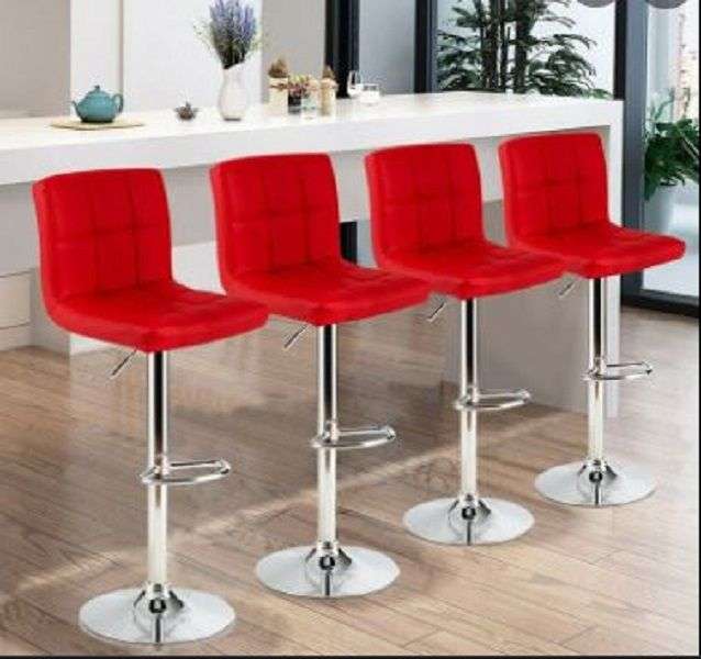Barstool - Faux Leather High Back Swivel with Gas lift - Red