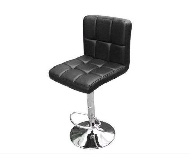Barstool - Faux Leather High Back Swivel with Gas lift - Black