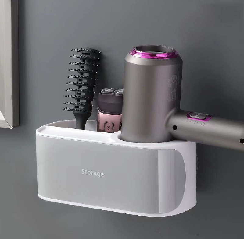 Wall Mounted Hair Dryer Organizer - Grey