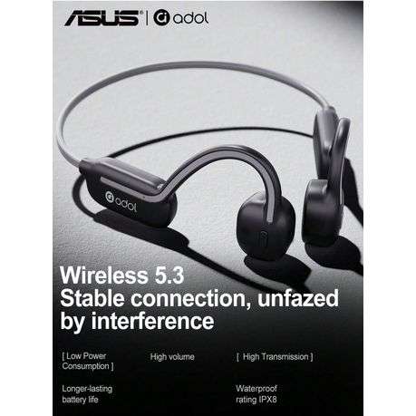 ASUS Adol - IPX8 Waterproof Wireless Bone Conduction Sports Headset - Black
