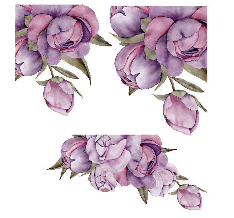 Peony Flowers Wall Vinyl Stickers - Pack of 3 - Wall Art - Vinyl Stickers - For Office or Living Spa