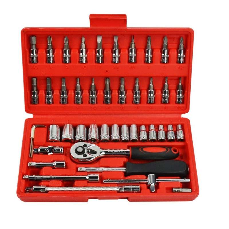Tools Set 46pcs 1/4-Inch Socket Set Car Vehicle Repair Set