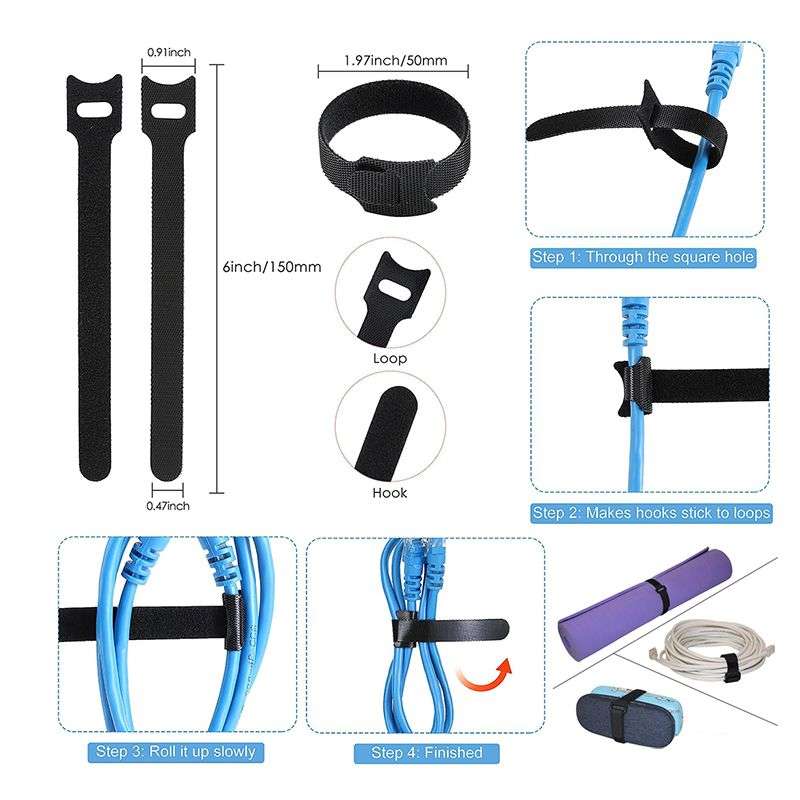DHAO Hook And Loop Strips Reclosable Heavy Duty Mounting Tape - White