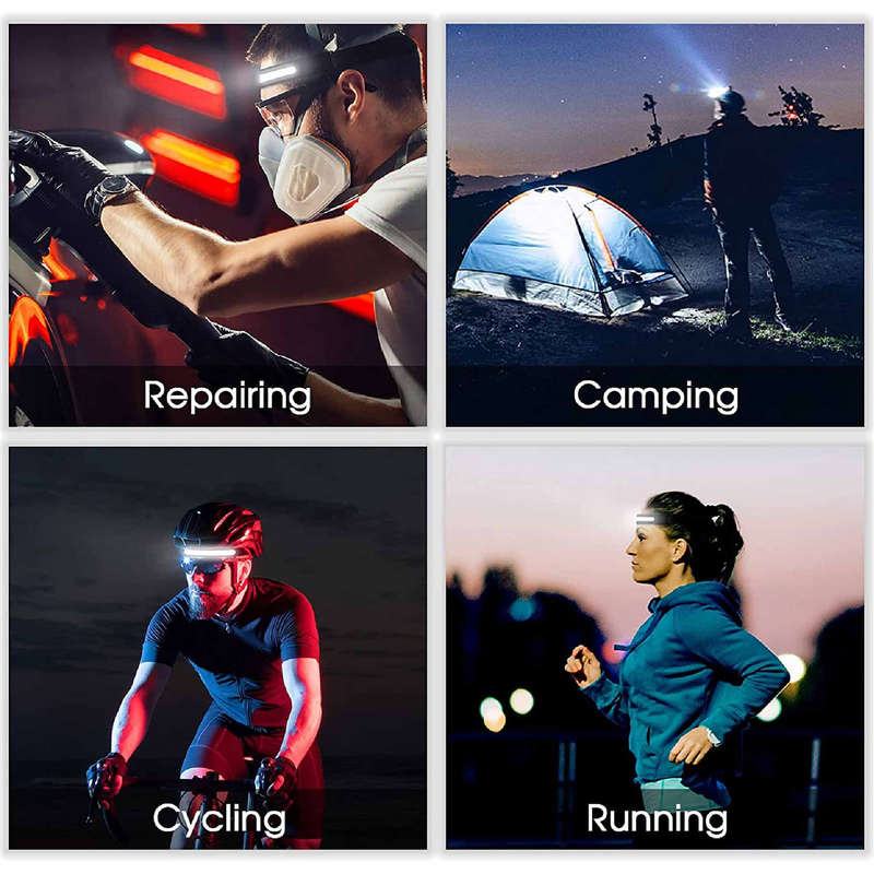 Multi-function LED Rechargeable Head Lamp - Black - Set of 3