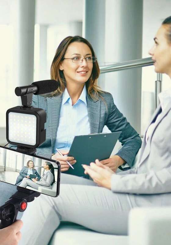 Pack of 2 -Professional Mini Vlogging Kit With Tripod LED Video Light And Phone Holder