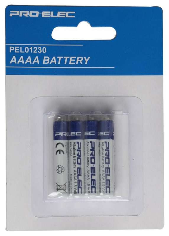 Pro Elec (PEL01230) Battery, 1.5 V, AAAA, Alkaline