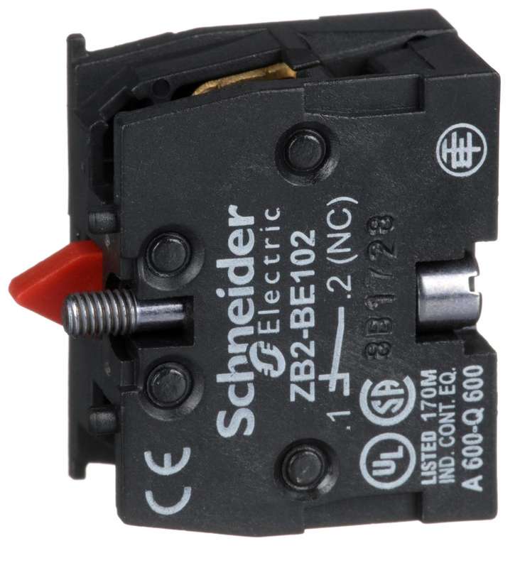 Schneider Electric (ZB2BE102) Contact Block, 10 A, 600 V, 1 Pole