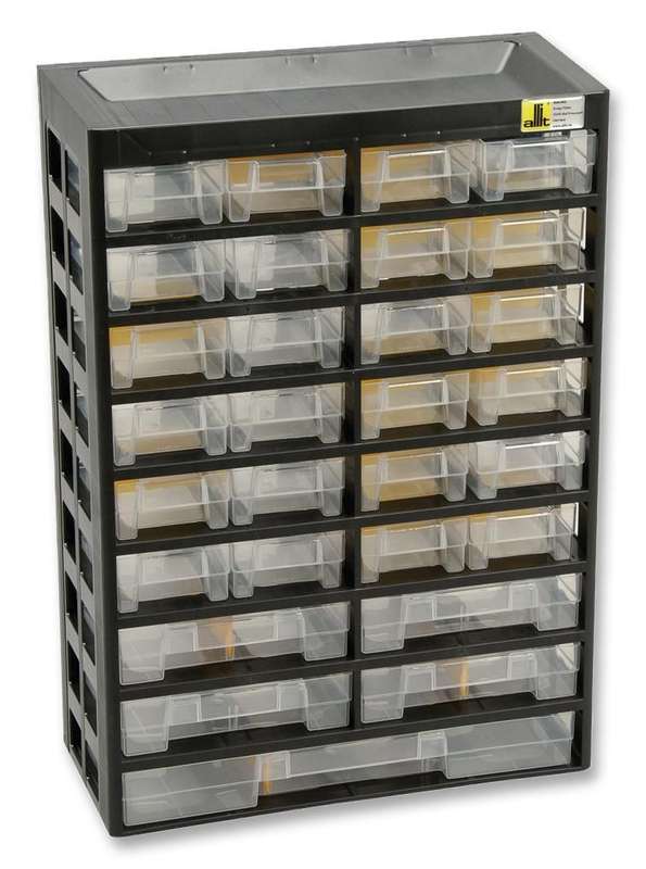 Allit (VARIOPLUS BASIC 44, SW/GB) Storage Cabinet, Rack Mount, 29 Drawers