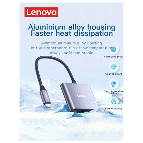 LENOVO - High-Speed Aluminum Alloy USB Hub - Grey