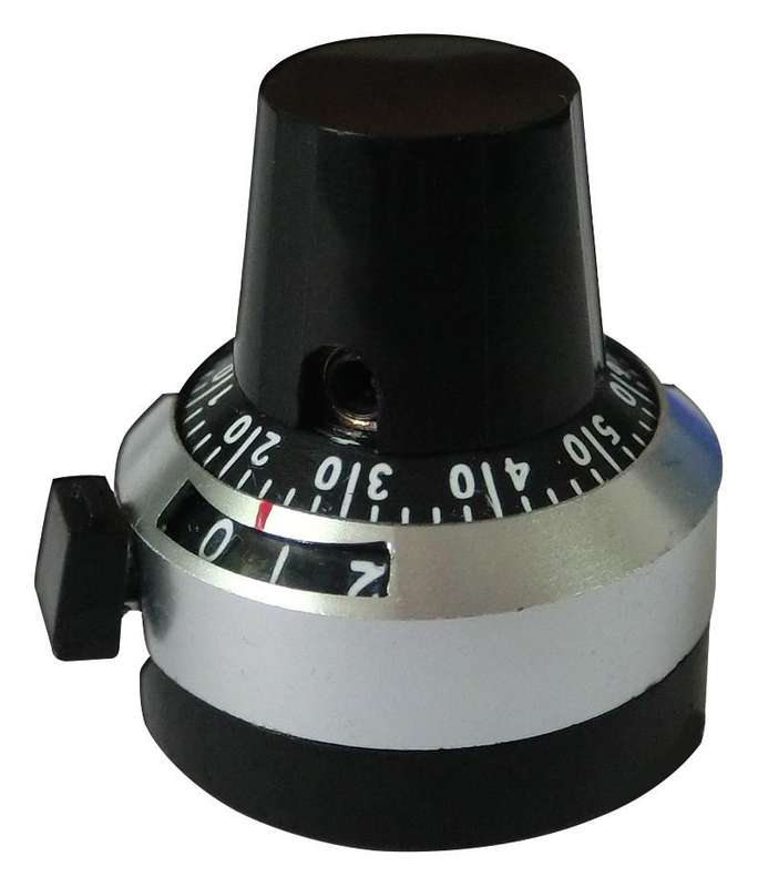 Arcol (ACD22 6.35-10) Counting Dial, 10 Turns, 6.35 mm, Satin Chrome