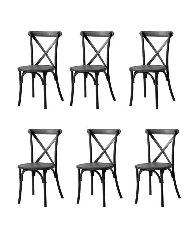 Classic Cross Back Dining Chair- 6 Pack - Black