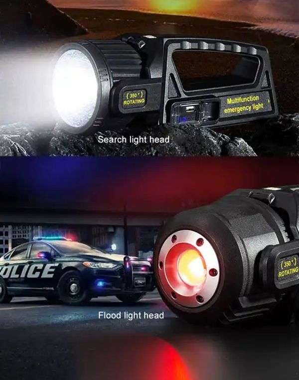 LED Solar Flashlight Searchlight Multi-functional Portable