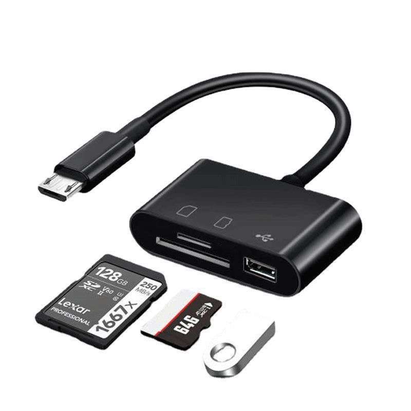 Type-C OTG 3-in-1 Card Reader  USB 2.0 SD/MicroSD/TF Card Adapter for Android, MacBook, Laptop...