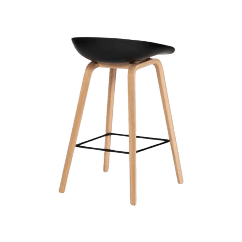Natural Finish Base Bar Stool - Black