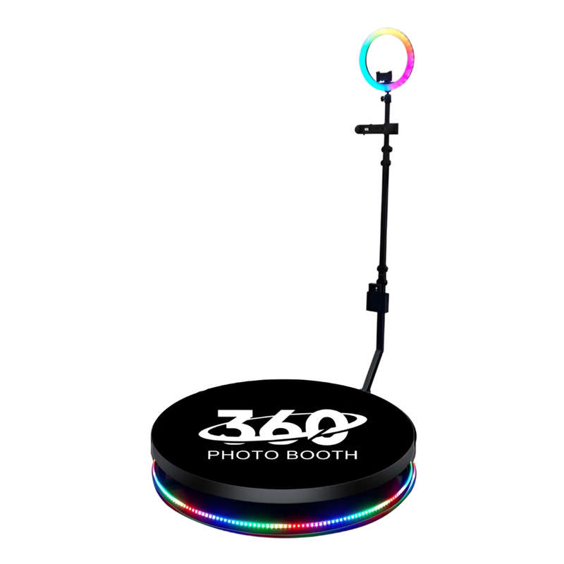 100cm 360-Degree Rotating Round Photo Booth Machine with RGB LED Light