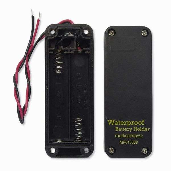 Multicomp Pro (MP010068) Battery Holder 2xAAA Size, 150mm, Screw, IP65