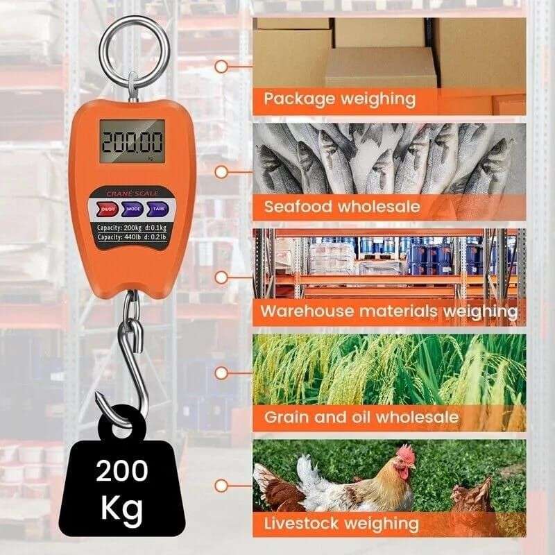 Medium Crane Scale Portable 200 kg/400 lb Heavy Duty Digital Hanging Scales