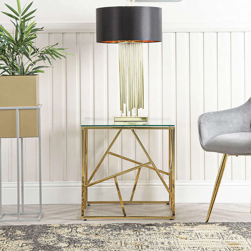 Cyprus Side/ End Table - Gold Transparent