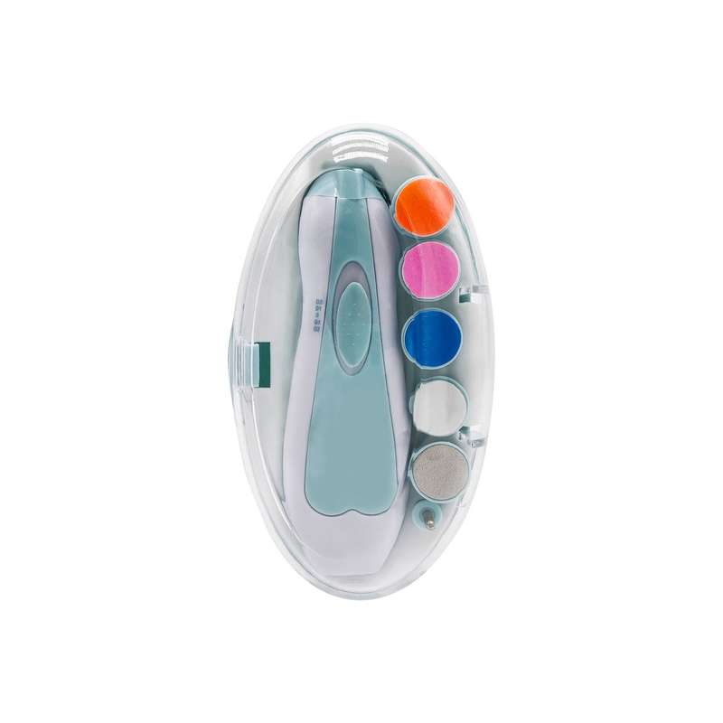 Baby Nail Trimmer Electric File Set with Light Replacement Heads Blue