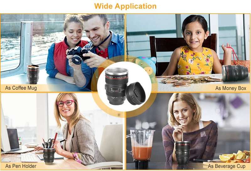Camera Lens Cup Coffee Travel Mug