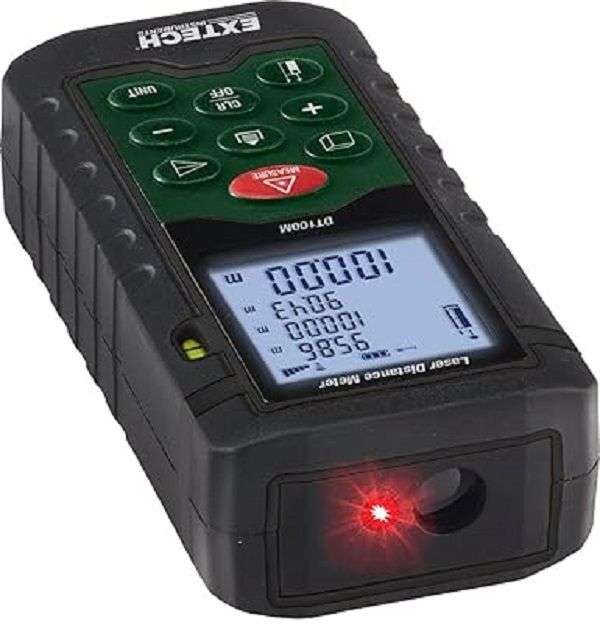 Extech (DT100M) Laser Distance Meter, 0.05m to 100m, 2mm, LCD