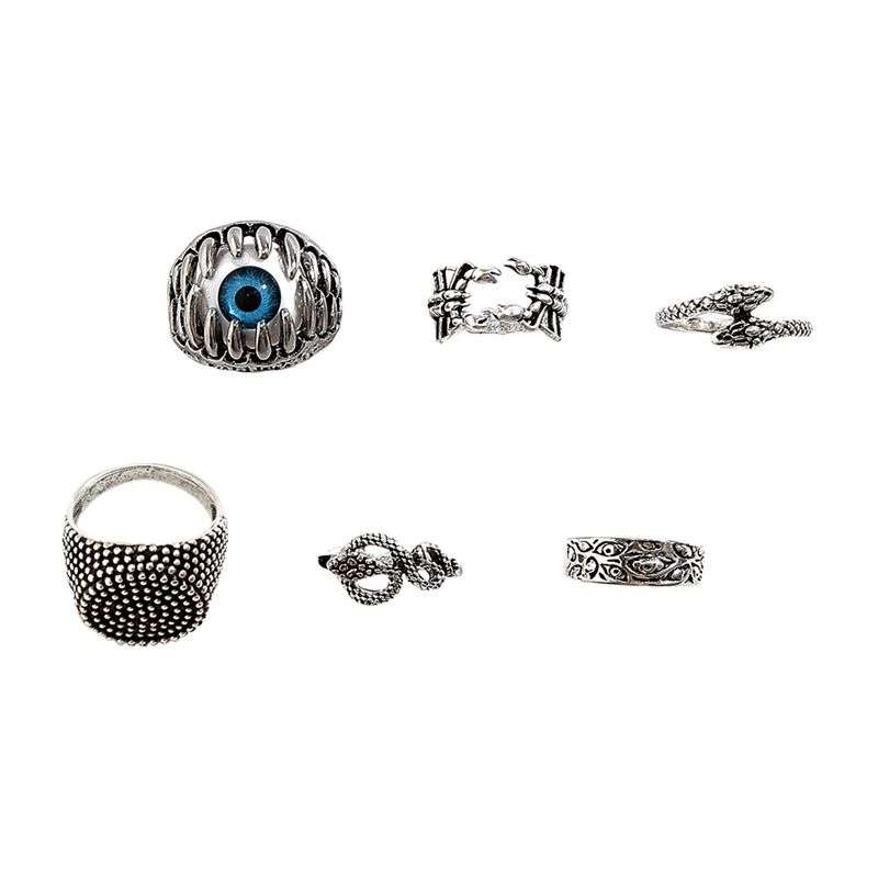 Men's Stainless-Steel Dragon Claw Evil Devil Skull Eyeball Rings