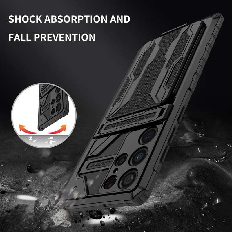 Sliding Hidden Wallet Kickstand Shockproof Protective Case For Samsung S22 Ultra S22Ultra