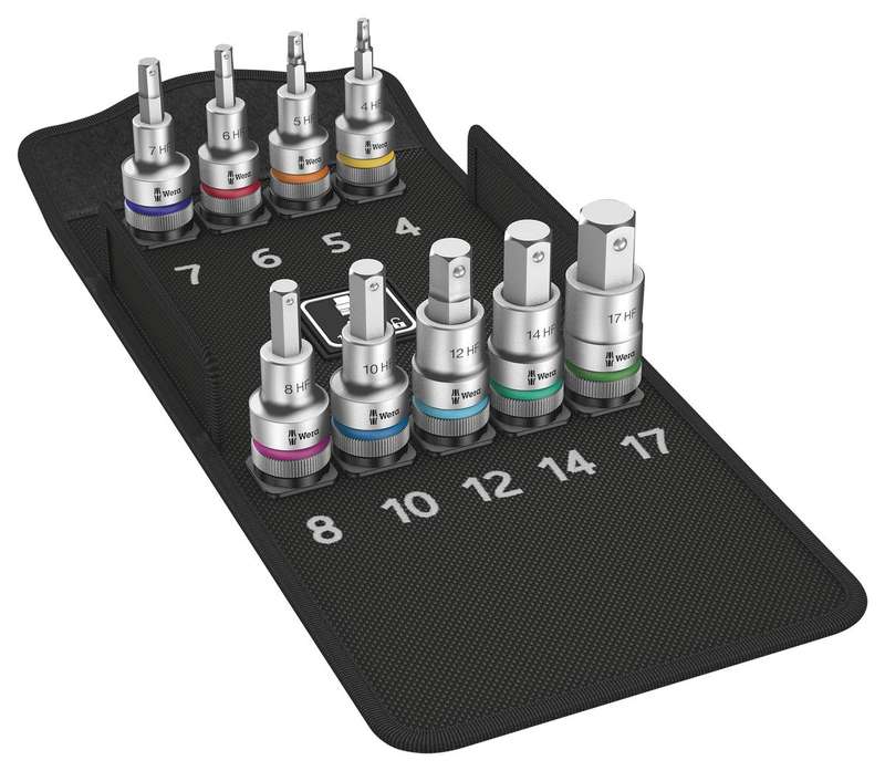 Wera (05004201001) Bit Set, Socket, 1/2" Drive, 9 Piece